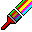 Paintbrush with a rainbow stroke